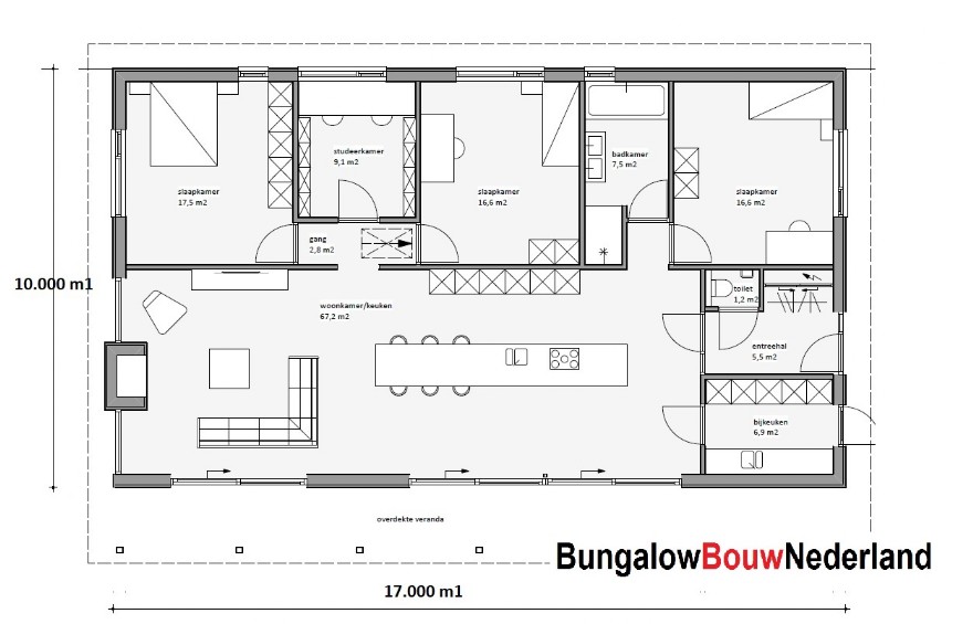 B136 v1 semibungalow kap schuindak levensloopbestendige woning staalframebouw