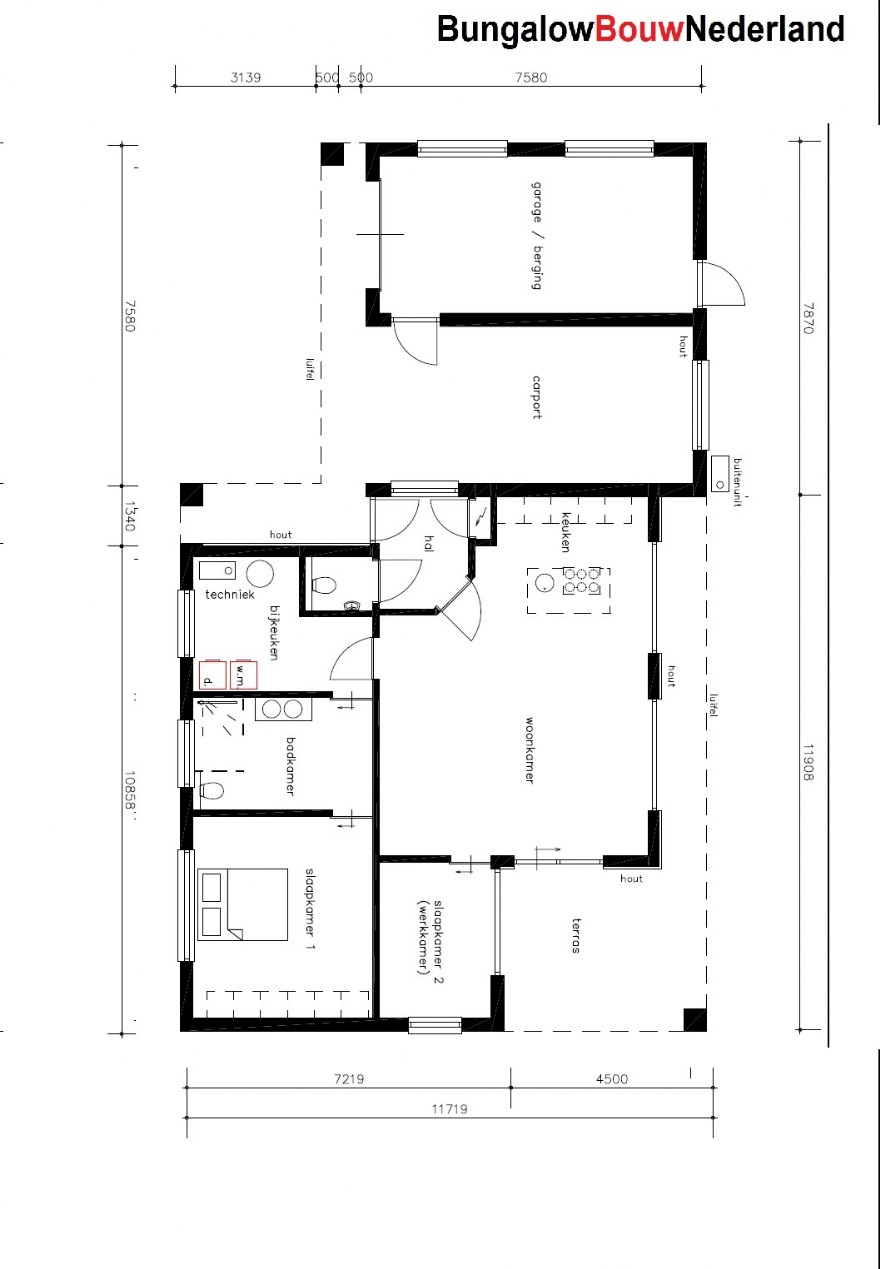 B160 levensloopbestendige bungalow plattegrond Staalframebouw Nederland