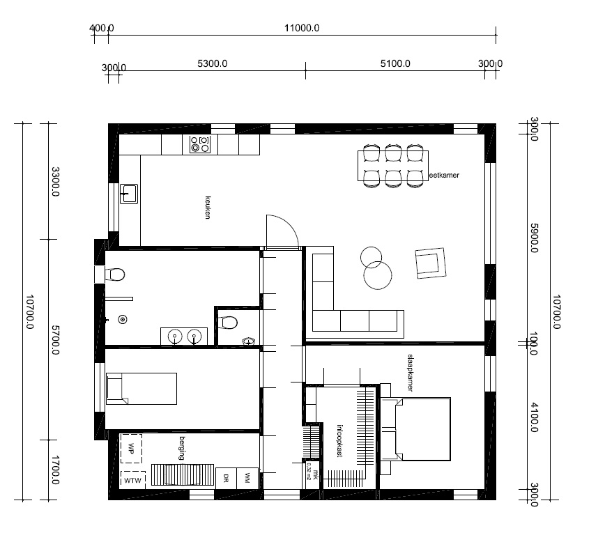 bungalow bouwen voor 150.000 euro prefab bouw type L60 BBN catalog plattegrond indeling