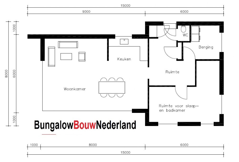 Bungalow bouwen ontwerp indeling plattegrond L77 levensloopbestendige gelijkvloerse bungalow