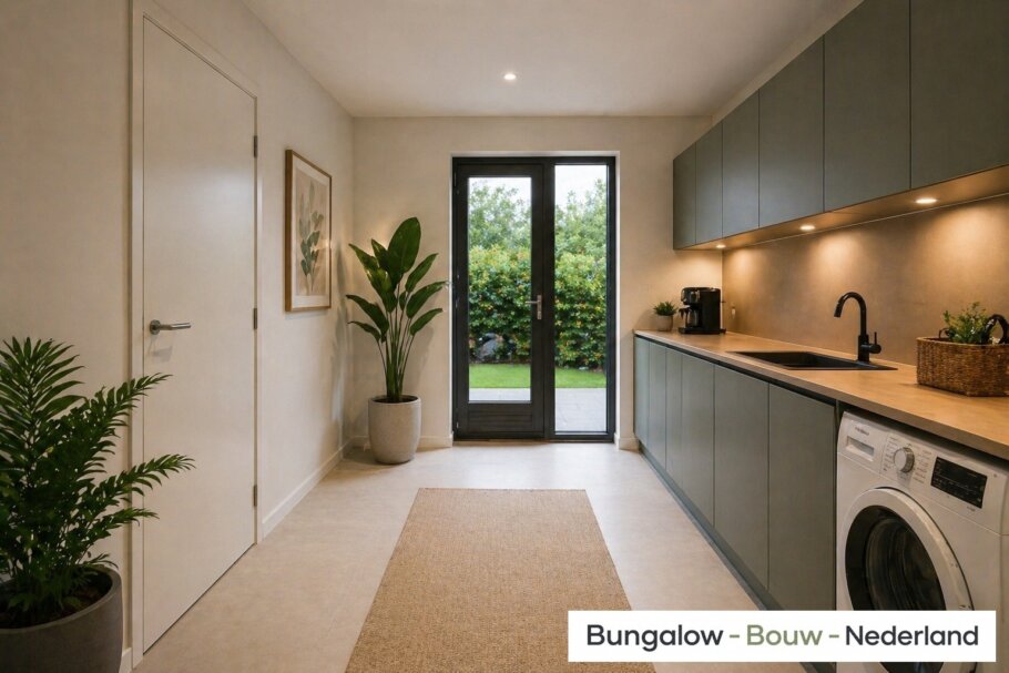 Modern interieur van luxe levensloopbestendige woning met open leefruimte