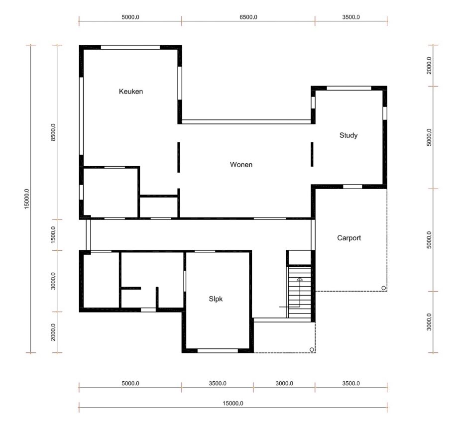 belijk de plattegronden en indelingen van gelijkvloers ontwerp H-301