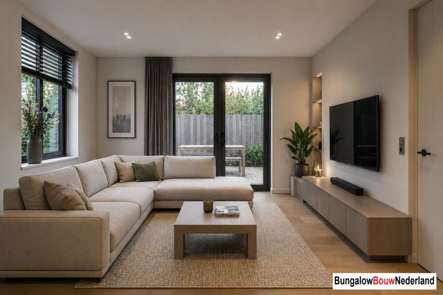BungalowBouwNederland.nl A-150 interieur indeling foto woonkamer slaapkamer badkamer keuken 