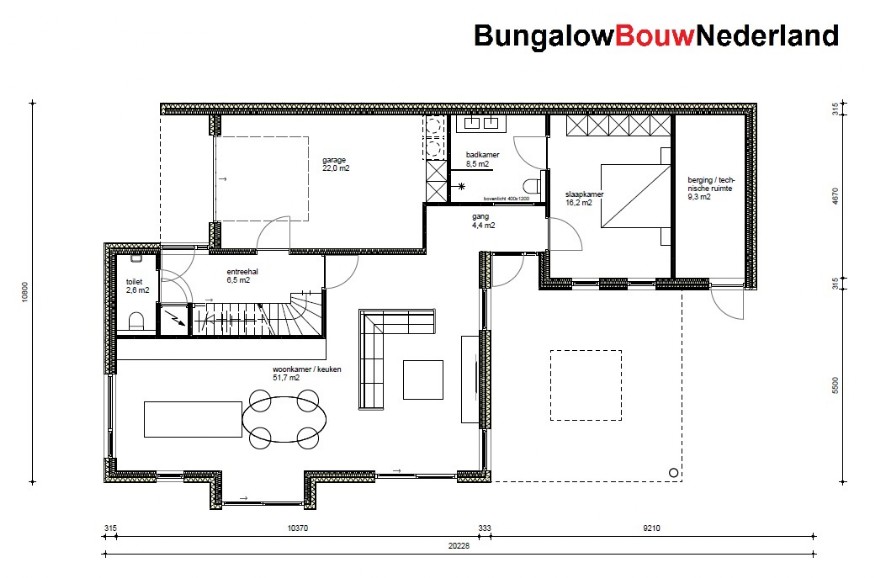 Bungalowbouw-Nederland H378 levensloopbestendige woning met verdieping staalframebouw 