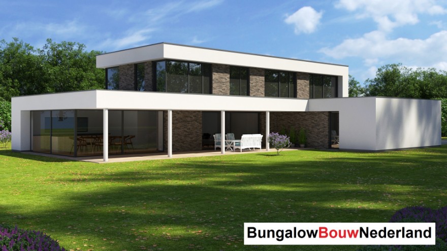 Bungalowbouw-Nederland H381 v1 Moderne  levensloopbestendig huis  verdieping staalframebouw 
