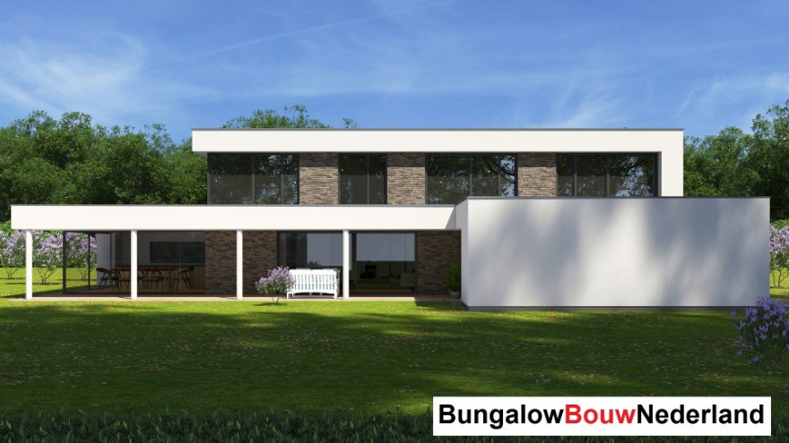 Bungalowbouw-Nederland H381 v1 Moderne  levensloopbestendig huis  verdieping staalframebouw 