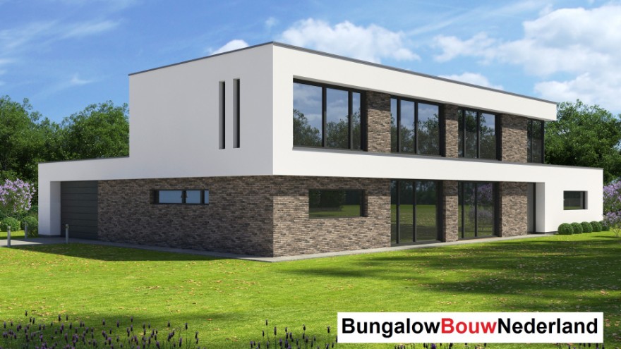 Bungalowbouw-Nederland H381 v1 Moderne  levensloopbestendig huis  verdieping staalframebouw 