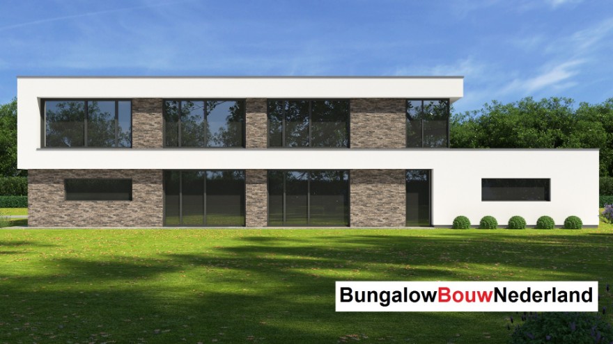 Bungalowbouw-Nederland H381 v1 Moderne  levensloopbestendig huis  verdieping staalframebouw 