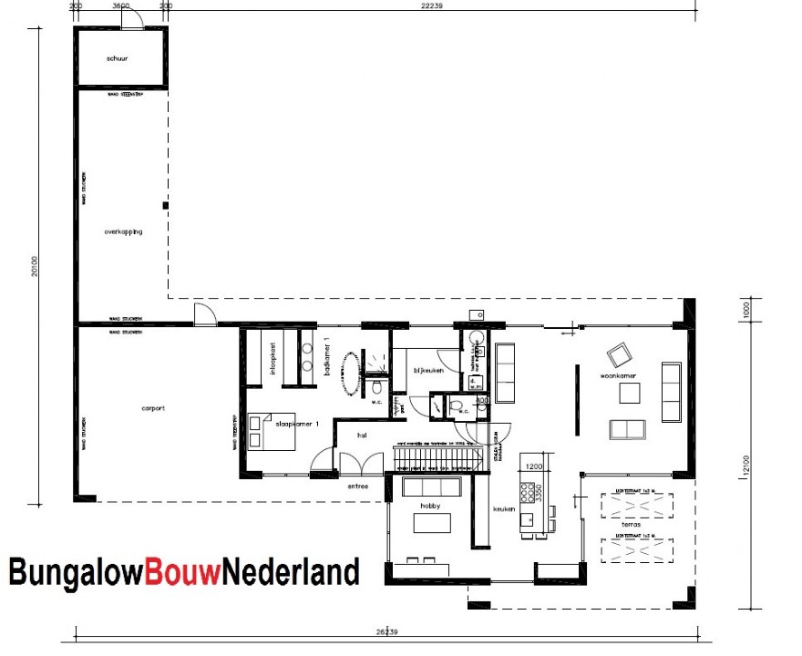 Bungalowbouw Nederland H388 moderne kubistische levensloopbestendige woning Staalframebouw