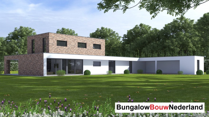Bungalowbouw Nederland H388 moderne kubistische levensloopbestendige woning Staalframebouw