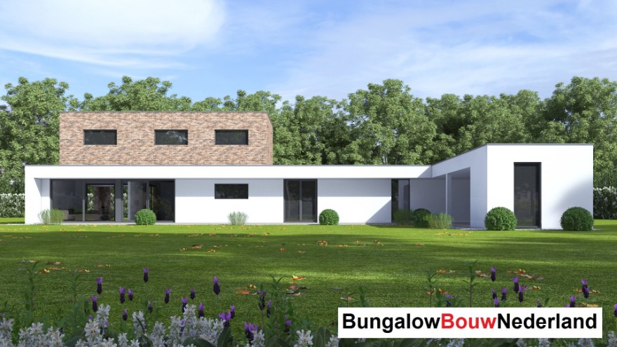 Bungalowbouw Nederland H388 moderne kubistische levensloopbestendige woning Staalframebouw