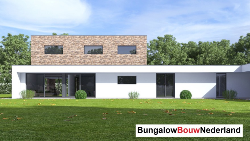 Bungalowbouw Nederland H388 moderne kubistische levensloopbestendige woning Staalframebouw