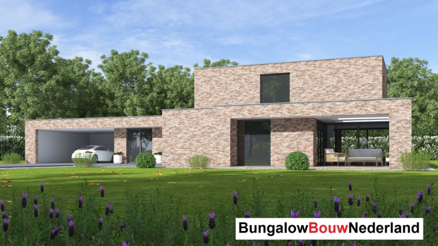 Bungalowbouw Nederland H388 moderne kubistische levensloopbestendige woning Staalframebouw