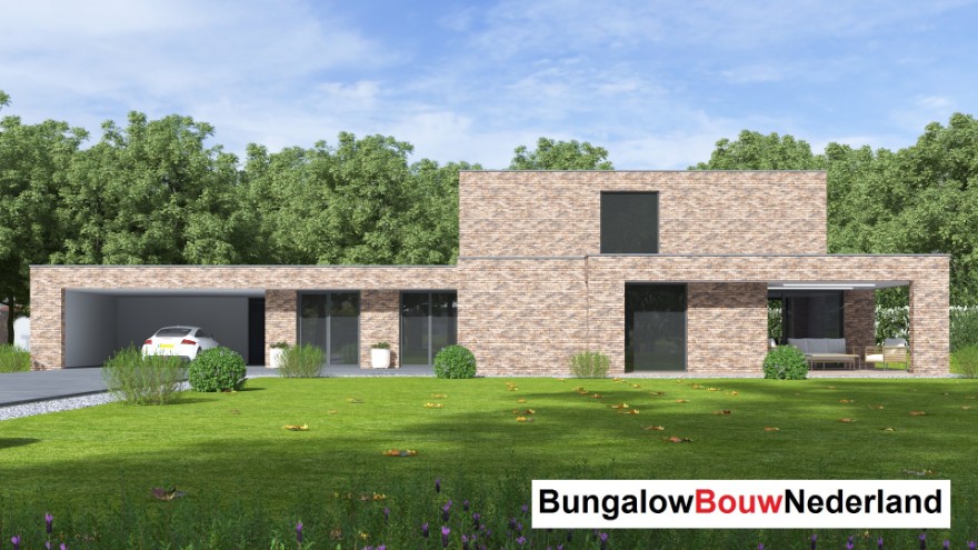 Bungalowbouw Nederland H388 moderne kubistische levensloopbestendige woning Staalframebouw