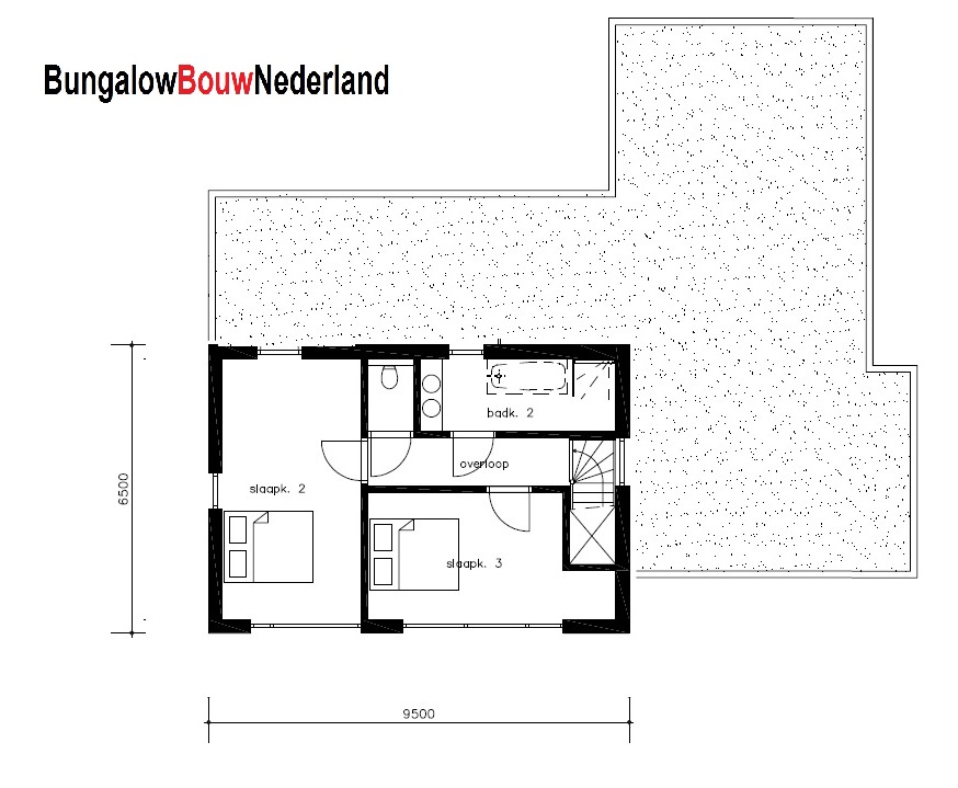 Bungalowbouw Nederland H392 gelijkvloerse woning met kleine verdieping door  staalframebouw nederland