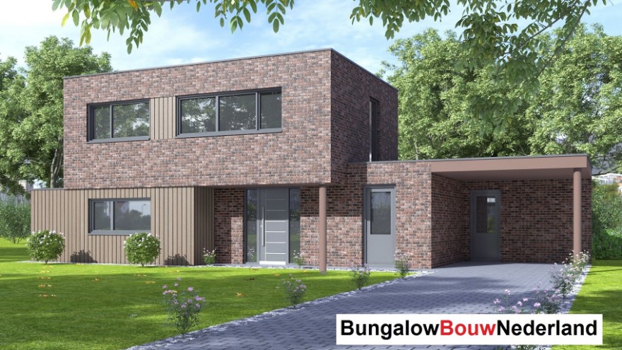 Bungalowbouw Nederland H392 gelijkvloerse woning met kleine verdieping door  staalframebouw nederland