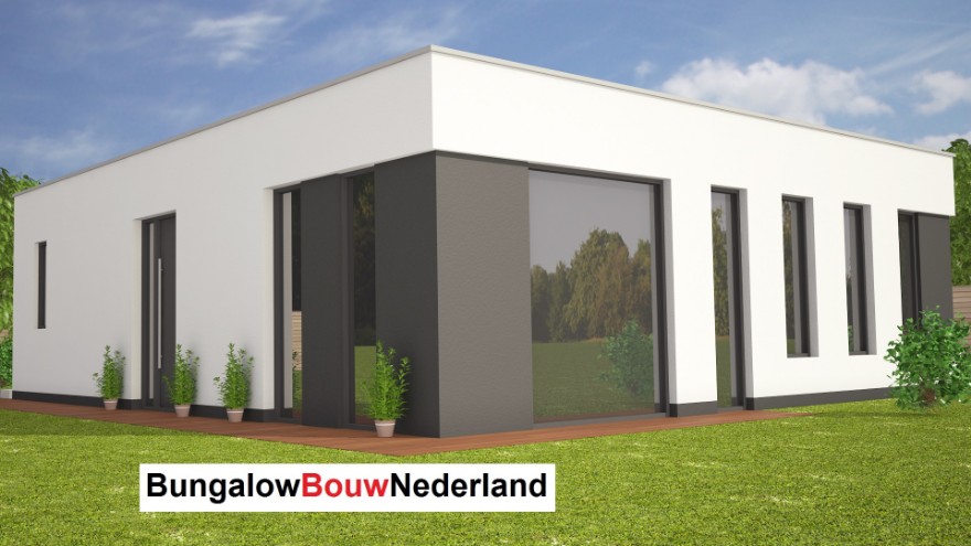 Bungalowbouw-Nederland L114 moderne bungalow met plat dak  staalframe bouwsysteem
