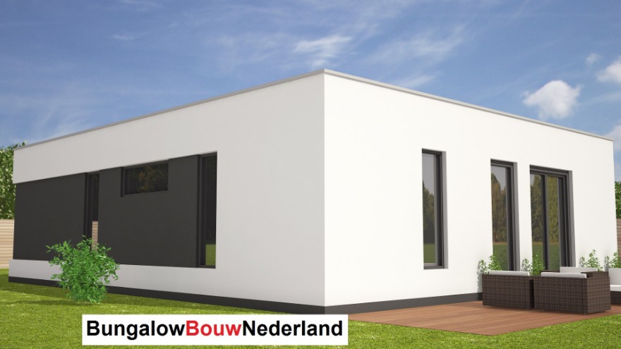 Bungalowbouw-Nederland L114 moderne bungalow met plat dak  staalframe bouwsysteem