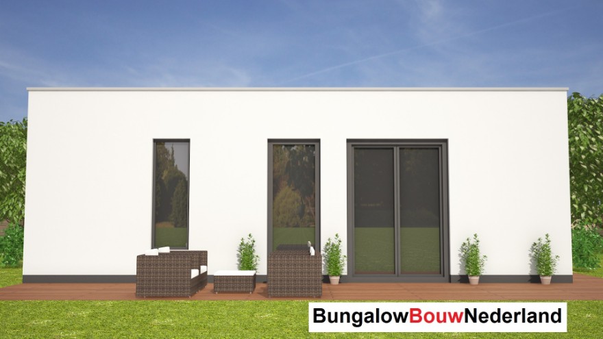 Bungalowbouw-Nederland L114 moderne bungalow met plat dak  staalframe bouwsysteem