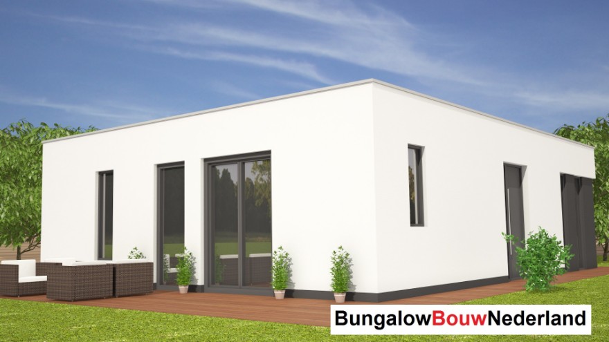 Bungalowbouw-Nederland L114 moderne bungalow met plat dak  staalframe bouwsysteem