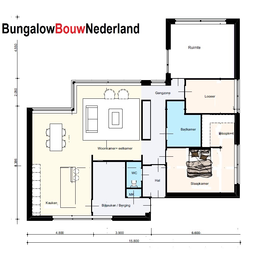 Bungalowbouw Nederland L115 slaapkamer badkamer levenloopbestendig  staalframebouw