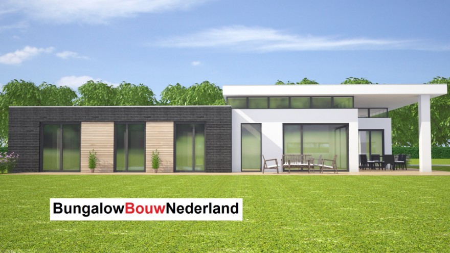 Bungalowbouw-Nederland L143 levensloopbestendig verhoogde woonkamer staalframebouw