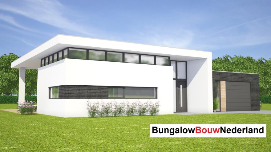 Bungalowbouw-Nederland L143 levensloopbestendig verhoogde woonkamer staalframebouw
