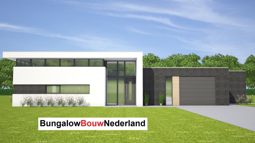 Bungalowbouw-Nederland L143 levensloopbestendig verhoogde woonkamer staalframebouw