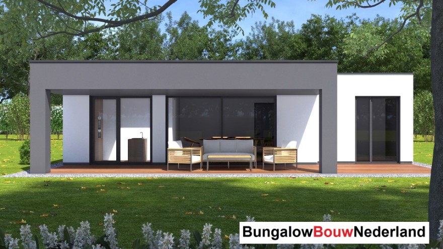 Bungalowbouw-Nederland L151 modern  levensloopbestendig gelijkvoers staalframebouw