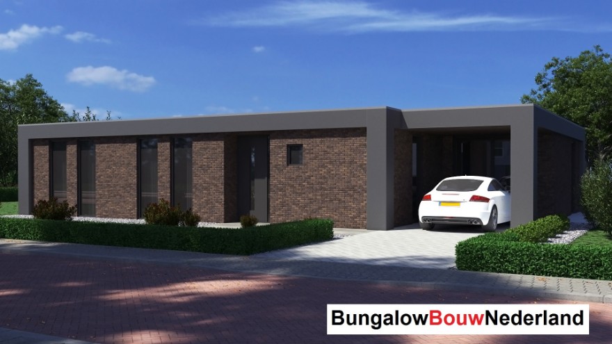 Bungalowbouw-Nederland L157 platdak bungalow bouwen staalframebouw 