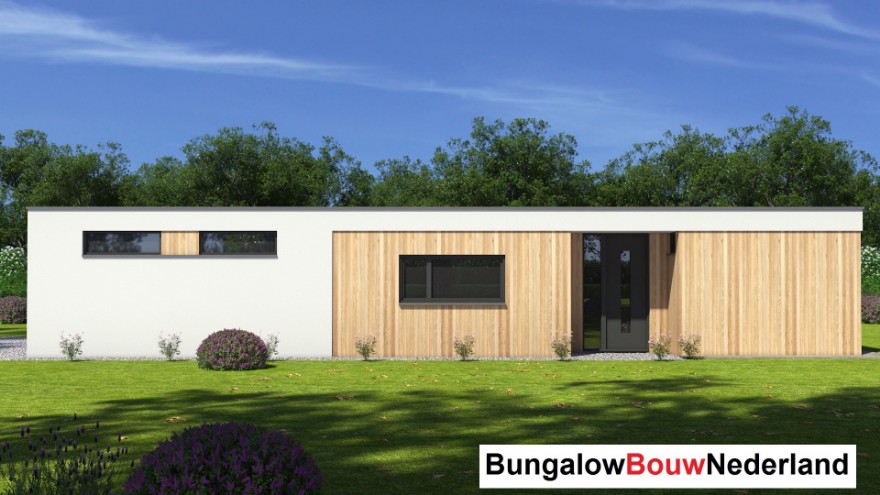 Bungalowbouw-Nederland L159 energieneutraal modern ontwerp overdekt terras  staalframe 