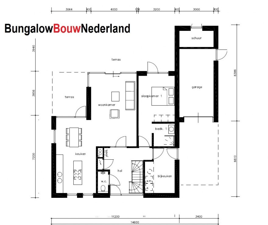 Bungalowbouw Nederland M374 v1 levensloopbestendig alles benenden Staalframebouw