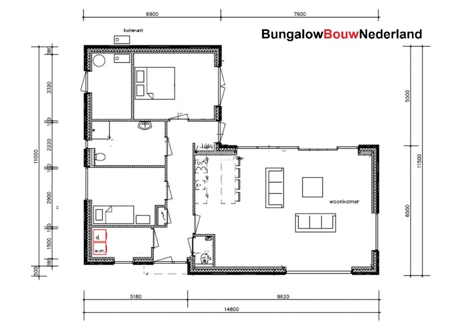 Bungalowbouw Nederland ontwerp B179 veel licht en verhoogde woonkamer staalframebouw Bungalowbouw Nederland ontwerp B179 veel licht en verhoogde woonkamer staalframebouw