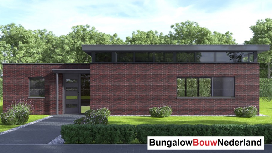 Bungalowbouw Nederland ontwerp B179 veel licht en verhoogde woonkamer staalframebouw Bungalowbouw Nederland ontwerp B179 veel licht en verhoogde woonkamer staalframebouw