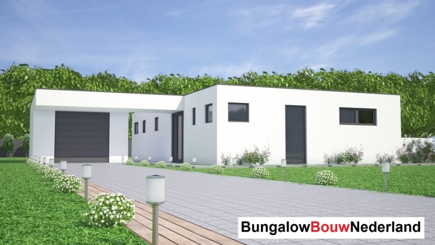 Bungalowbouw Nederland type L 145 plat dak goedkoop bouwen staalframe Bungalowbouw Nederland type L 145 plat dak goedkoop bouwen staalframe