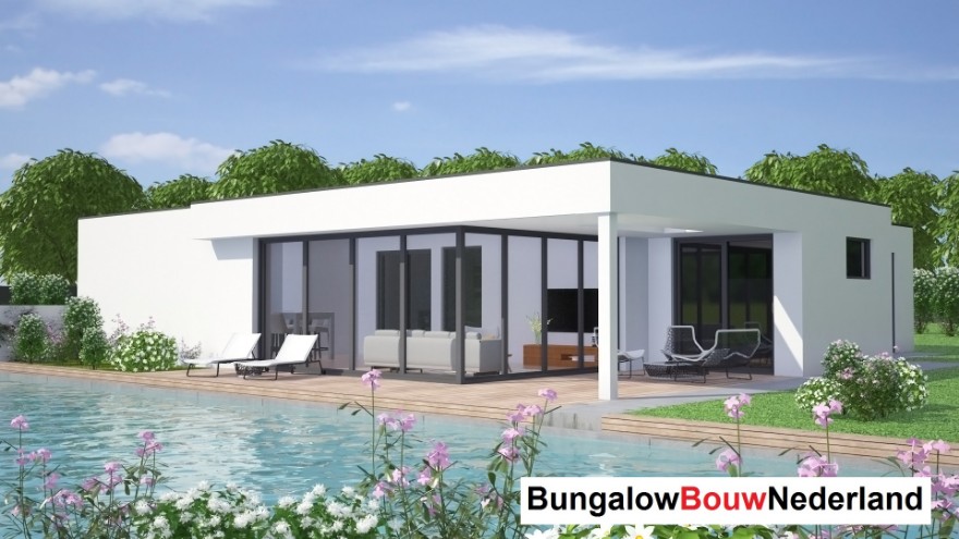 Bungalowbouw Nederland type L 145 plat dak goedkoop bouwen staalframe Bungalowbouw Nederland type L 145 plat dak goedkoop bouwen staalframe