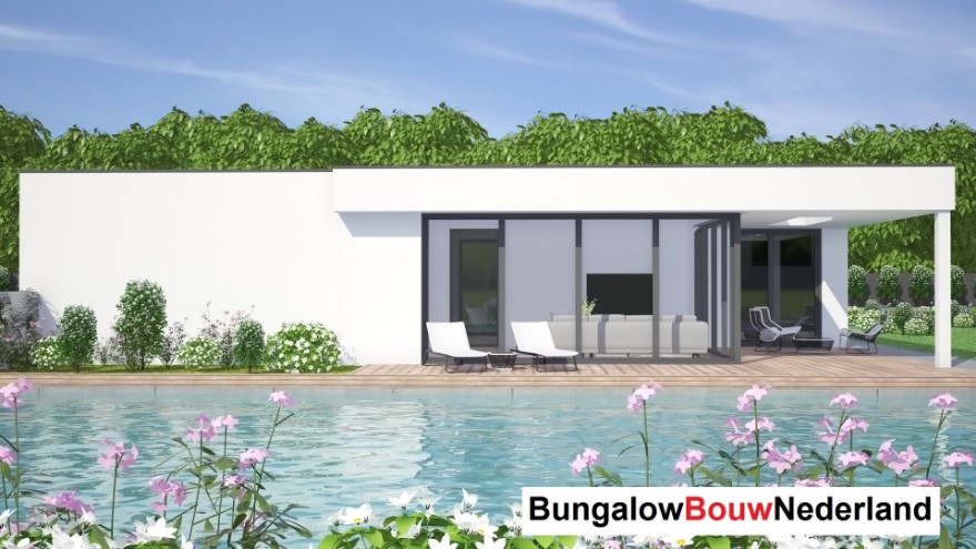 Bungalowbouw Nederland type L 145 plat dak goedkoop bouwen staalframe Bungalowbouw Nederland type L 145 plat dak goedkoop bouwen staalframe