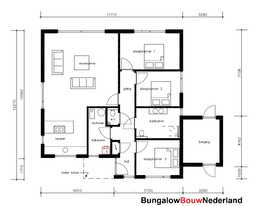 Bungalowbouw nederland B161 moderne woning met staalframe nederland prefab bouwconstructie