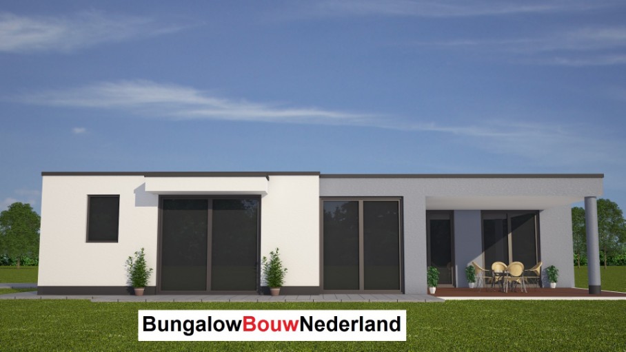 bugalow type L83 gelijkvloers met overdekt terras Bungalowbouwnederland.nl