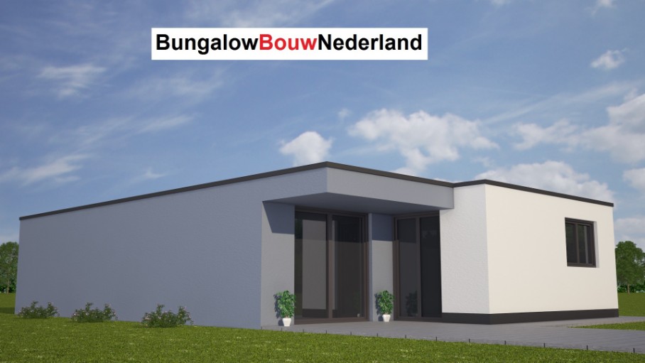 bugalow type L83 gelijkvloers met overdekt terras Bungalowbouwnederland.nl