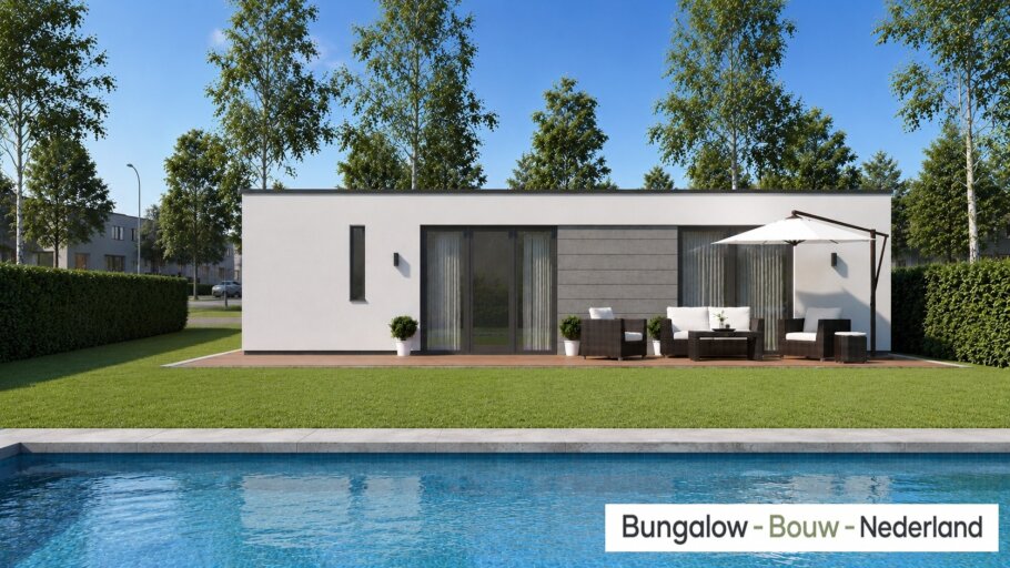 betaalbar 100 m2 levensloopbestendige bungalow L-154 met plat dak 