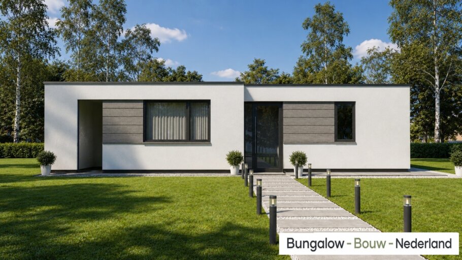 betaalbar 100 m2 levensloopbestendige bungalow L-154 met plat dak 