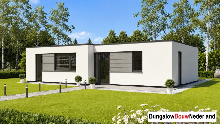 betaalbar 100 m2 levensloopbestendige bungalow L-154 met plat dak 