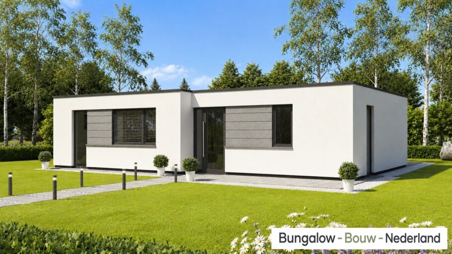 betaalbar 100 m2 levensloopbestendige bungalow L-154 met plat dak 