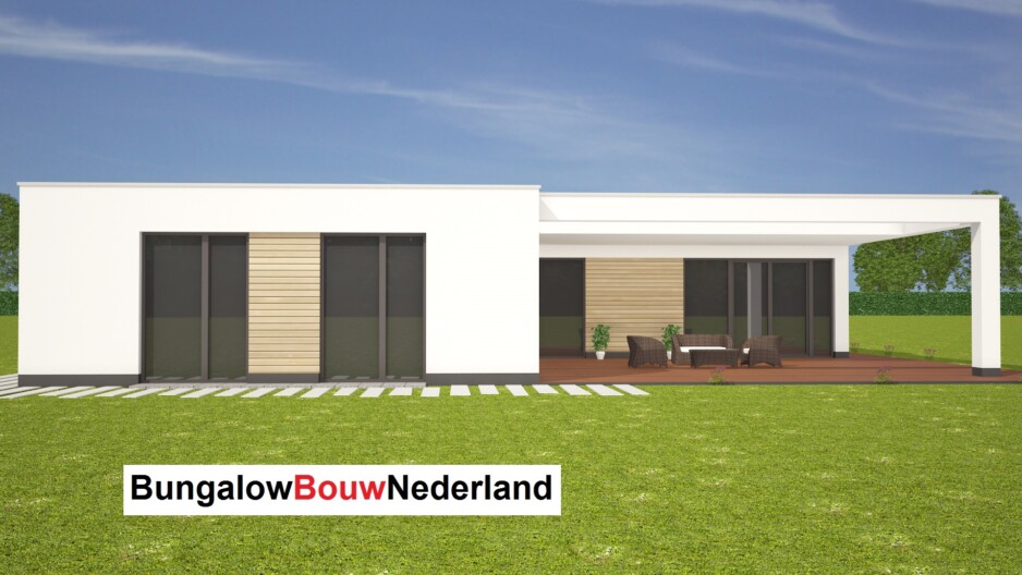 bungalow L vorm ontwerp met overdekt terras type L36 bungalowbouw-nederland 