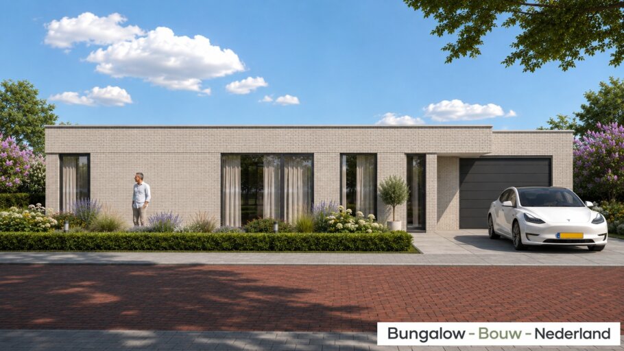 Moderne gelijkvloerse bungalow L-191 met overdekt terras en garage
