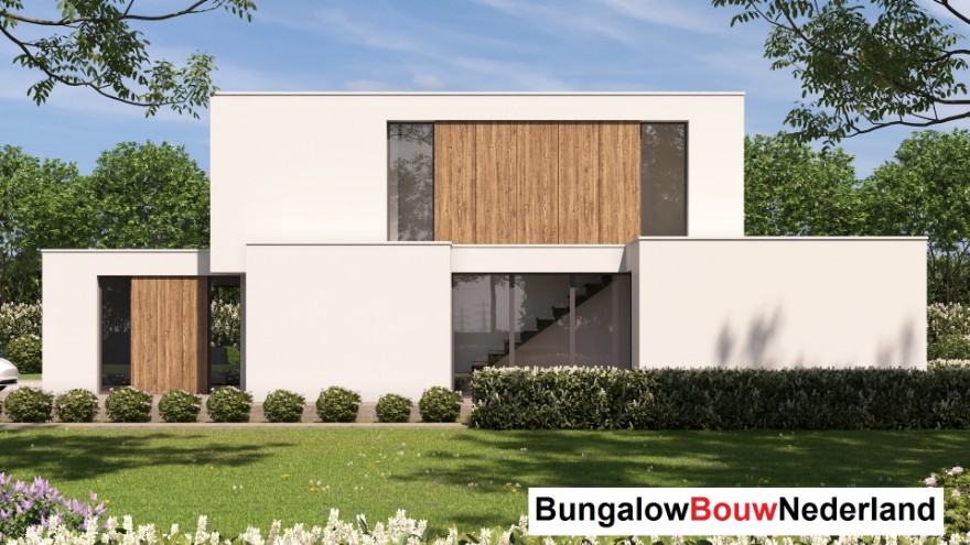 bungalowbouw en staalframebouw Nederland H397 moderne kubistische woning levensloopbestendig