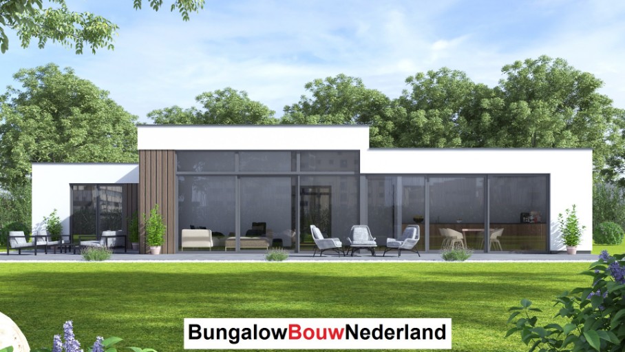bungalowbouw nederland ontwerp L170 levensloop woning woonkamer verhoogd plafond  ATLANTA staalframe