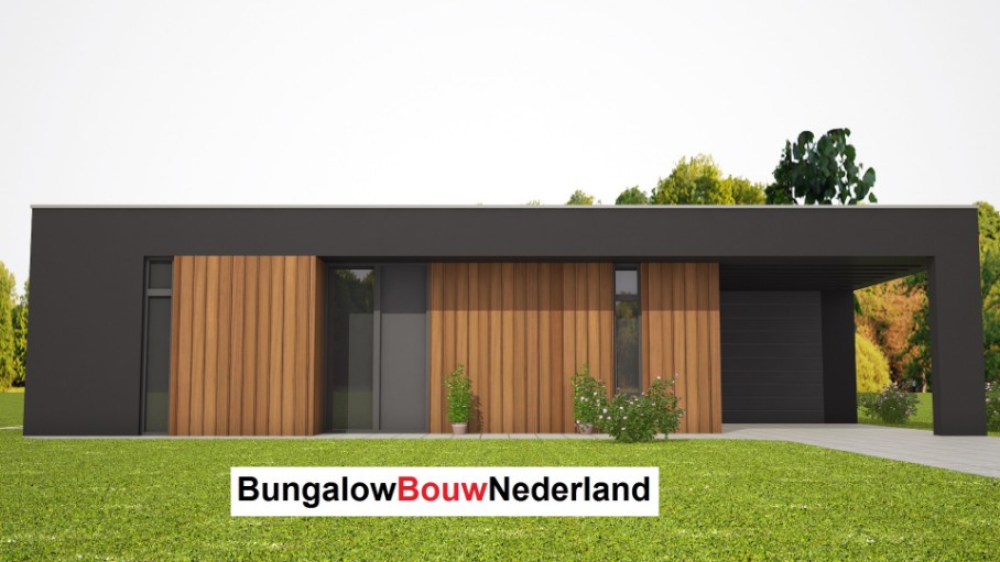 catalogusbouw bungalow met plat dak  onder architectuur type L71