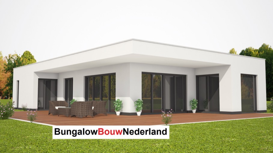 energieneutrale bungalow met overdekt terras  catalogus ontwerp en bouw   type L 80